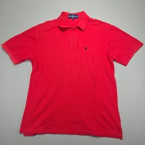 Ralph Lauren Polo Made in USA Black Pony Logo Red Short Sleeve Cotton Mens XXL‎